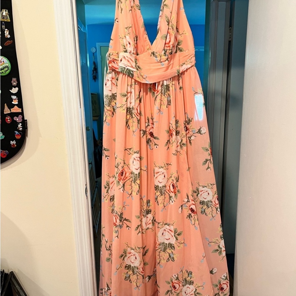 NWT - Peach/Coral Mark Versailles Floral Print Maxi Dress - Picture 3 of 3